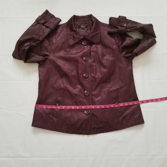 Tribal Women’s Long Sleeve Lined Burgundy Button-Up Coat Jacket Size 12 - Picture 11 of 15